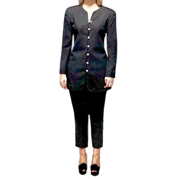 Henri Bendel EUC Vintage Silk Suit, Long Line blazer & Ankle Trousers, size 6/8 - Picture 5 of 13